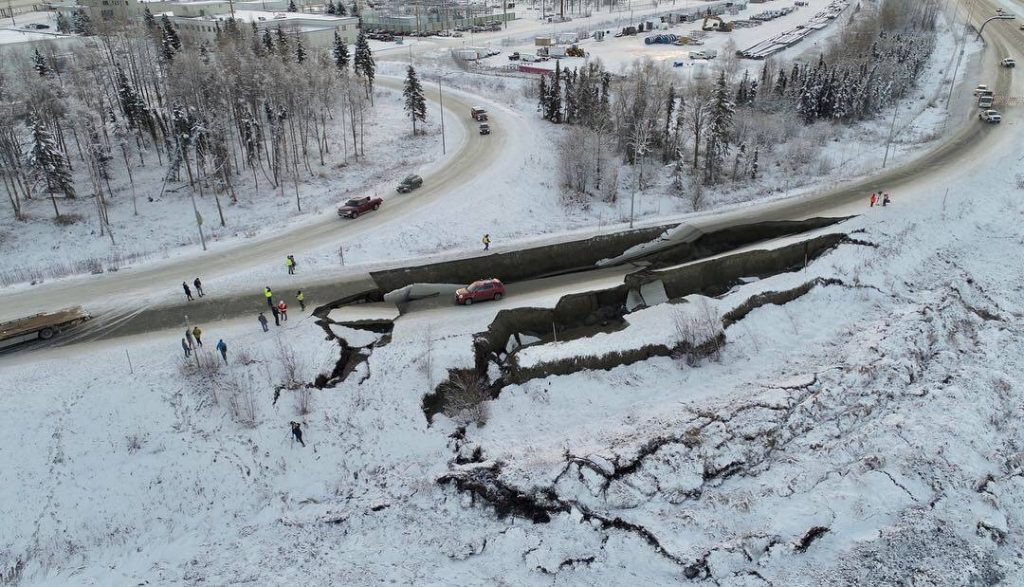 Collapsed Highway in Alaskan Earthquake by Alaska DOT&PF
